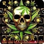 gold weed skull theme android application logo